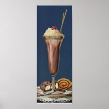 Secousse vintage de crème glacée, crème fouettée e affiche
