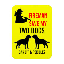 Sécurité incendie de chien de la coutume deux magnets en vinyle
