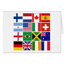 Seize drapeaux de beaucoup de T-shirts de nations, Cartes De Vœux