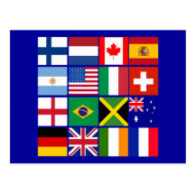 Seize drapeaux de beaucoup de T-shirts de nations, Cartes Postales