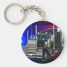 SEMI LA REMORQUE DE TRACTEUR AVEC LA POLICE ALLUME PORTE-CLEF