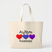 Sensibilisation sur l'autisme (coeurs) sacs de toile
