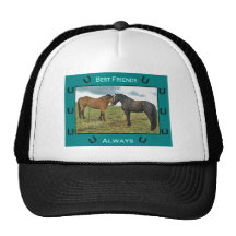 Sentiment de meilleurs amis avec des chevaux casquette de camionneur