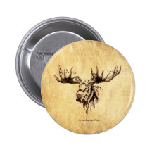 Sépia de dessin d'orignaux badges