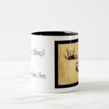 Sépia de dessin d'orignaux mugs à café