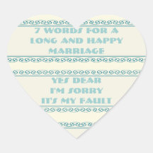 Sept mots pour un long et heureux mariage autocollants