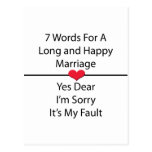 Sept mots pour un long et heureux mariage carte postale