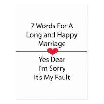 Sept mots pour un long et heureux mariage carte postale