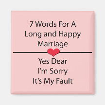 Sept mots pour un long et heureux mariage magnets pour réfrigérateur
