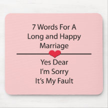 Sept mots pour un long et heureux mariage tapis de souris