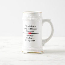 Sept mots pour un long et heureux mariage tasses à café