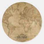 Série antique de carte autocollant rond