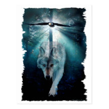 Série de faune de LOUP et d'EAGLE Carte Postale