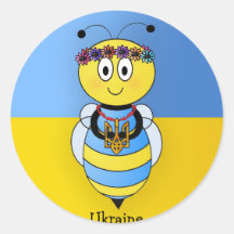 Série ukrainienne d'abeille autocollants ronds