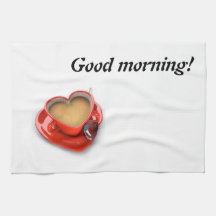 serviette de cuisine, amour, matin, café serviettes éponge