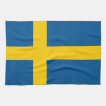 Serviette de cuisine avec le drapeau de la Suède Serviette Éponge