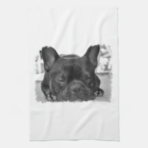 Serviette de cuisine de bouledogue français serviettes éponge