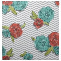 Serviette florale et de Chevron