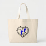 Ses empreintes de pas d'un bleu de coeur de garçon sac fourre-tout