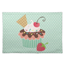 Set de table de petit gâteau de cerise et de menth