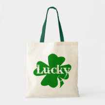 Shamrock chanceux de vert de jour de St Patricks d Sac De Toile