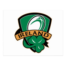 shamrock de bouclier de l'Irlande de boule de rugb Carte Postale