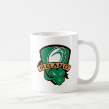 shamrock de bouclier de l'Irlande de boule de rugb Tasse À Café