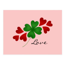 Shamrock et coeurs romans du jour de St Patrick Carte Postale