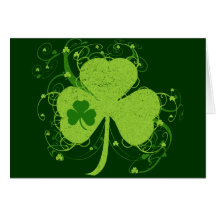 Shamrock irlandais vert cartes de vœux