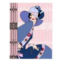 Shelby, Madame des années 1930 dans le rose et le  Carte Postale