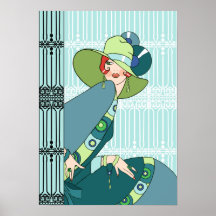 Shelby, Madame des années 1930 en Aqua et Teal Affiches