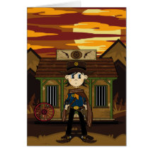 Shérif de cowboy de poncho à la prison occidentale cartes