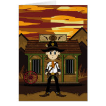 Shérif mignon de cowboy à la prison occidentale cartes de vœux