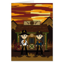 Shérifs de cowboy à la prison occidentale carte de vœux