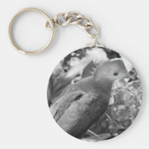 short beaked bird head turned bw keychain
