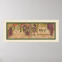 Signe bienvenu âgé de vignoble de raisin, Audrey J Affiches