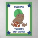 Signe bienvenu d'Afro-américain de bébé du footbal posters