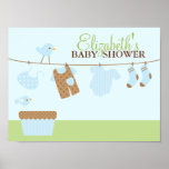 Signe bienvenu de baby shower de blanchisserie de  posters