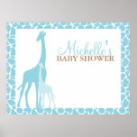 Signe bienvenu de baby shower de girafe de maman e posters