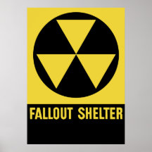 Signe d'abri contre les retombées radioactives poster