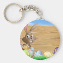 Signe d'arrière - plan de lapin de Pâques Porte-clefs