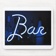 signe de barre, lampe au néon bleue tapis de souris