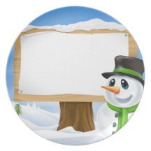 Signe de bonhomme de neige de Noël Assiettes Pour Soirée