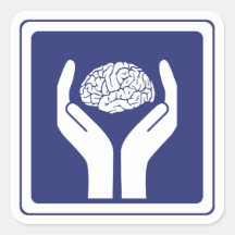 signe de cerveau autocollants carrés