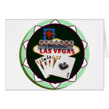 Signe de Las Vegas et jeton de poker de cartes