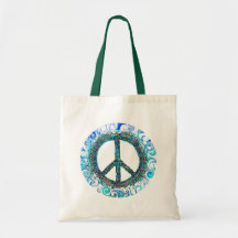 Signe de paix avec les vagues bleues sacs en toile