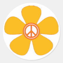 Signe de paix de flower power adhésif rond
