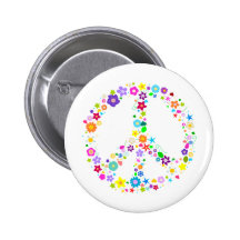 Signe de paix des fleurs badge