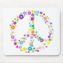Signe de paix des fleurs tapis de souris