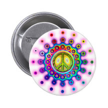 SIGNE DE PAIX PSYCHÉDÉLIQUE BADGES AVEC AGRAFE